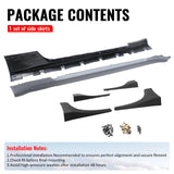 2015-2023 Ford Mustang Side Skirts Shelby Super Snake Style PP Matte Black Rocker Panel