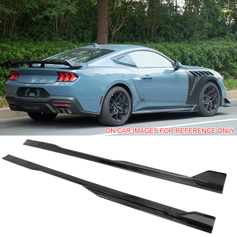 2024-2026 Ford Mustang Side Skirt GT500 Style Rocker Panel Gloss Black