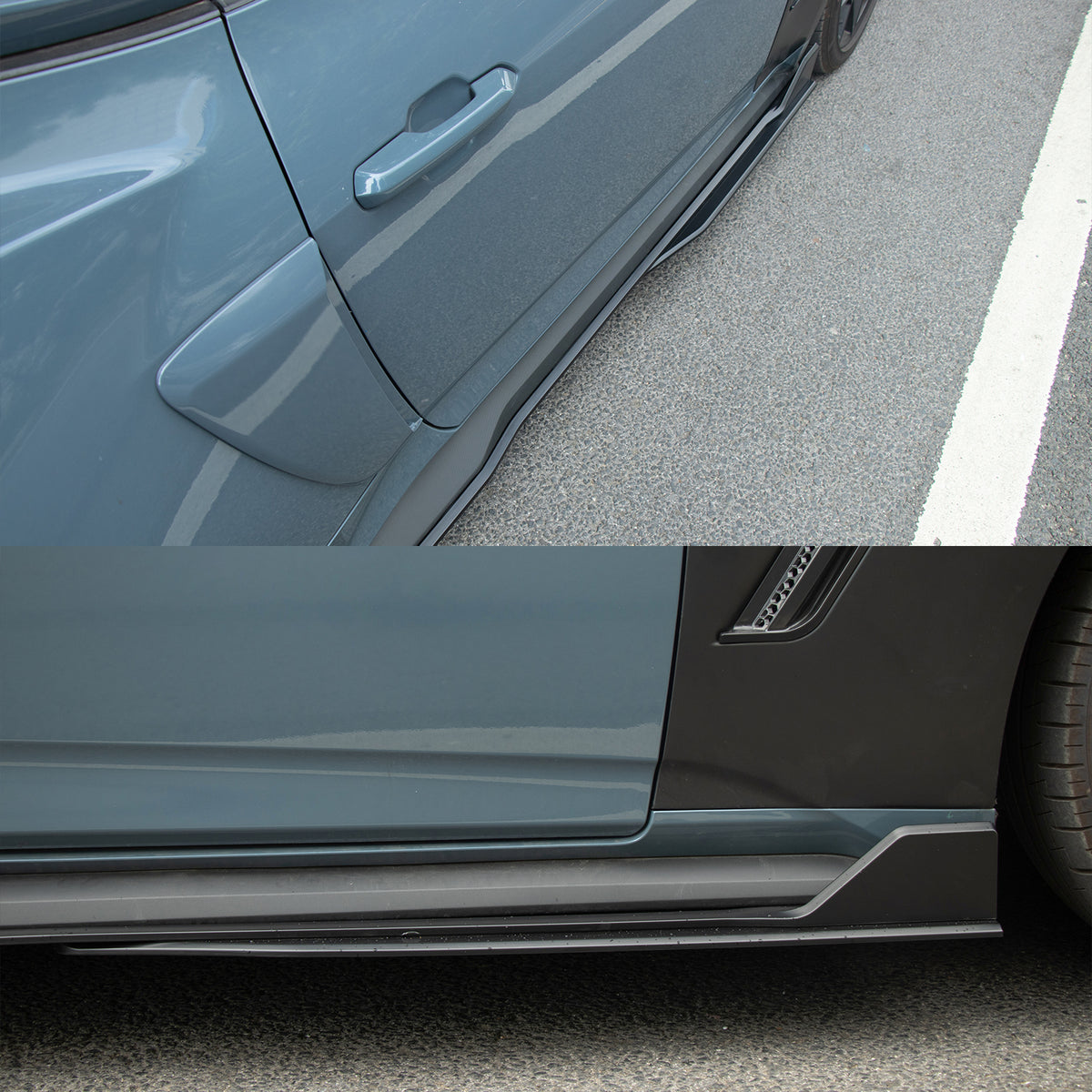 2024-2026 Ford Mustang Side Skirt GT500 Style Rocker Panel Matte Black