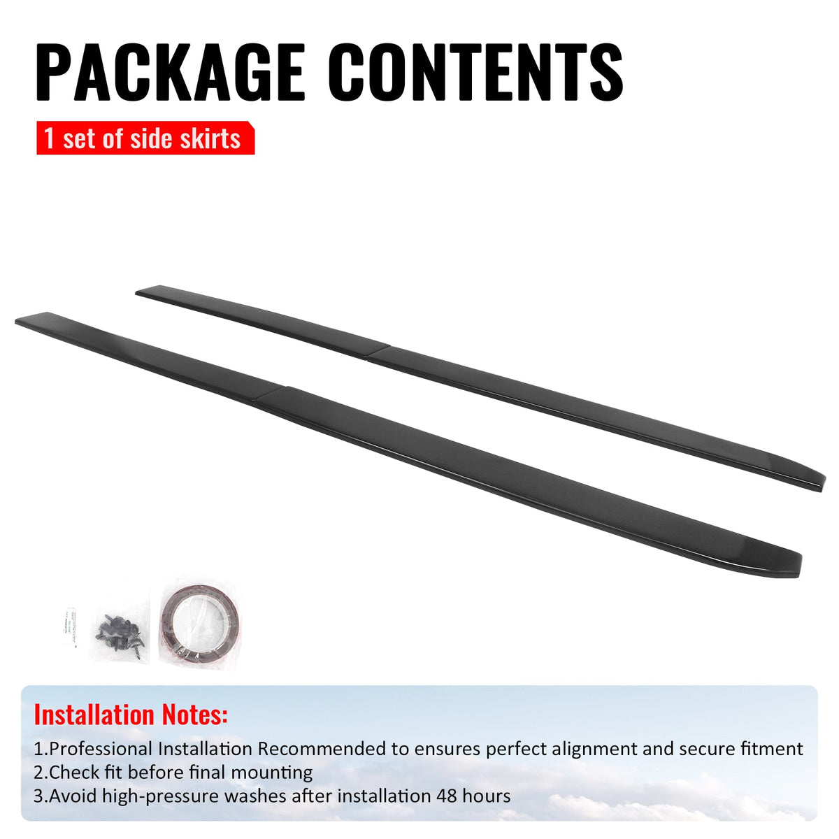 2021-2026 Hyundai Elantra N Line IKON Style Gloss Black Side Skirts Extension ABS