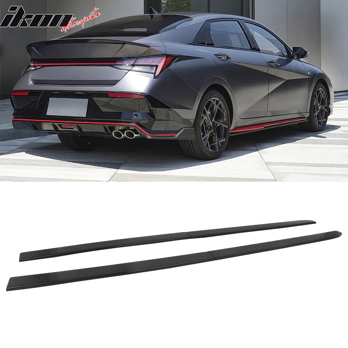 2021-2026 Hyundai Elantra N Line IKON Style Gloss Black Side Skirts Extension ABS