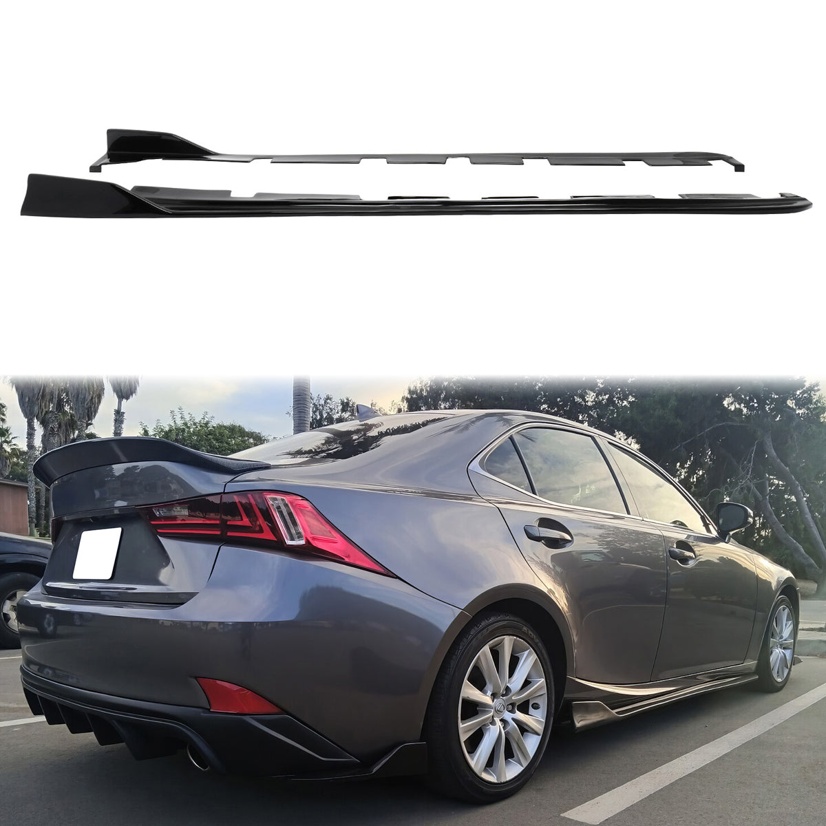 2014-2020 Lexus IS Sedan Artisan Style Gloss Black Side Skirts Pair PP