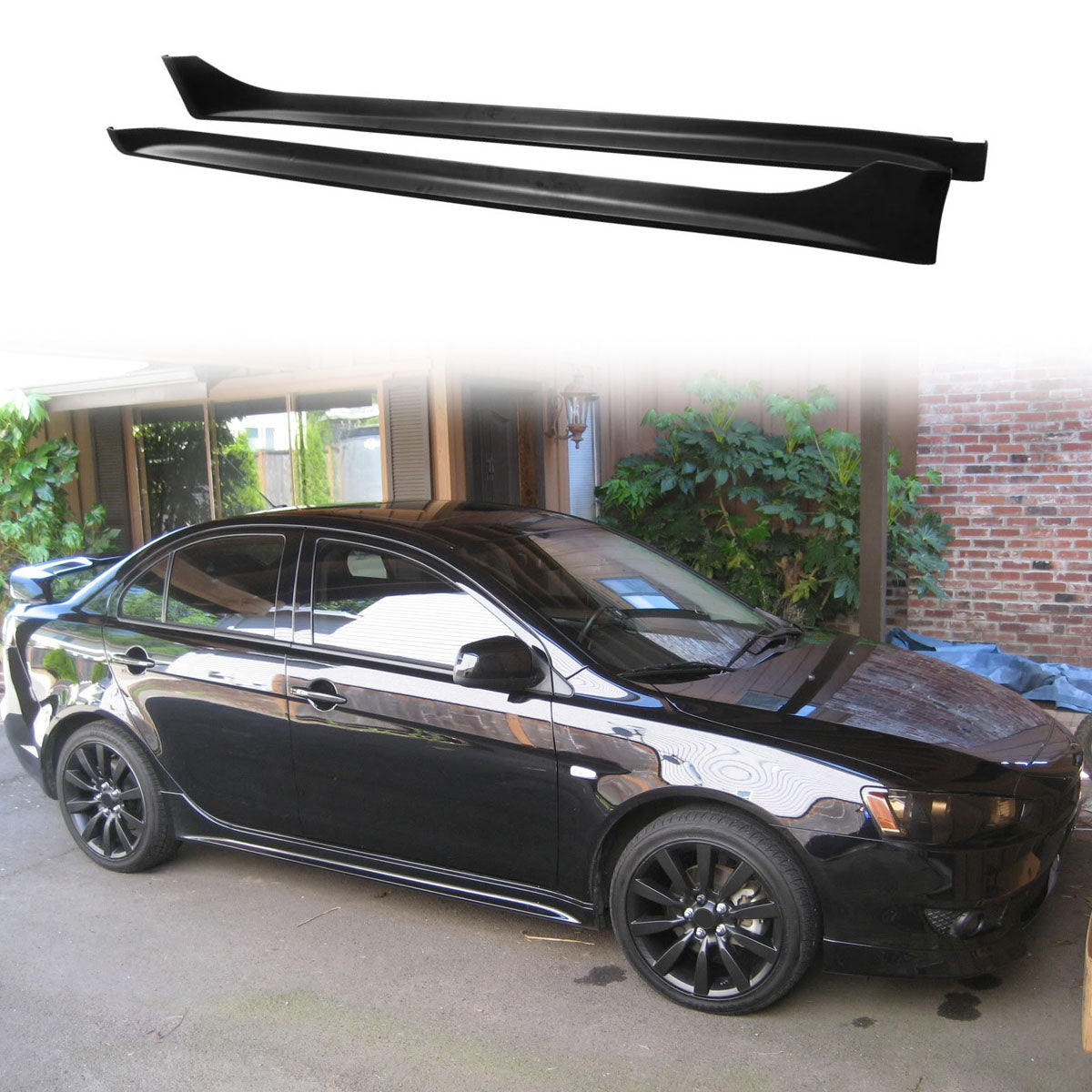 2008-2017 Mitsubishi Lancer OEM Style Unpainted Black Side Skirts PP
