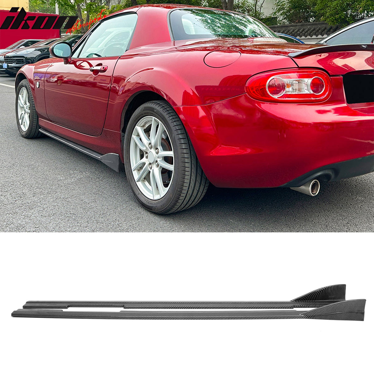 2009-2015 Mazda MX-5 Miata IKON Style Side Skirts Panels Carbon Fiber Print ABS