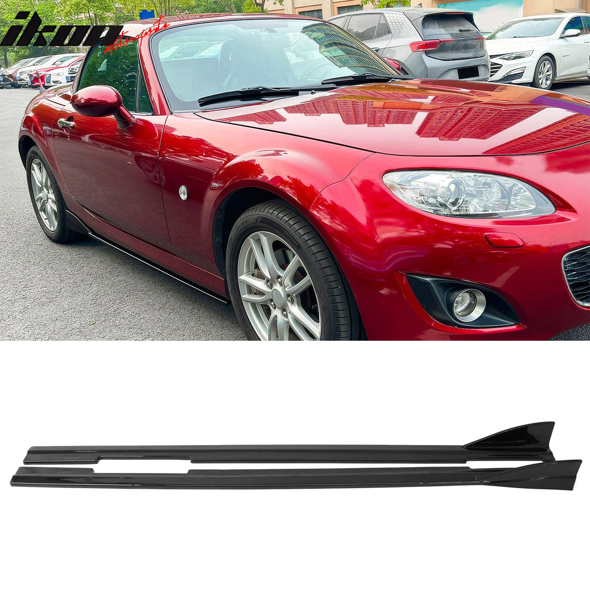 2009-2015 Mazda MX-5 Miata IKON Style Side Skirts Gloss Black Rocker Panels ABS