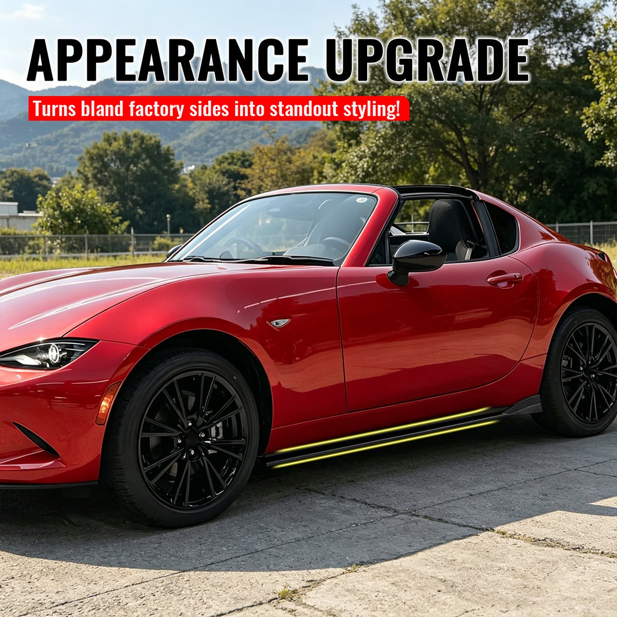 2016-2026 Mazda MX-5 Miata Gloss Black IKON Style Side Skirts Extension ABS Pair