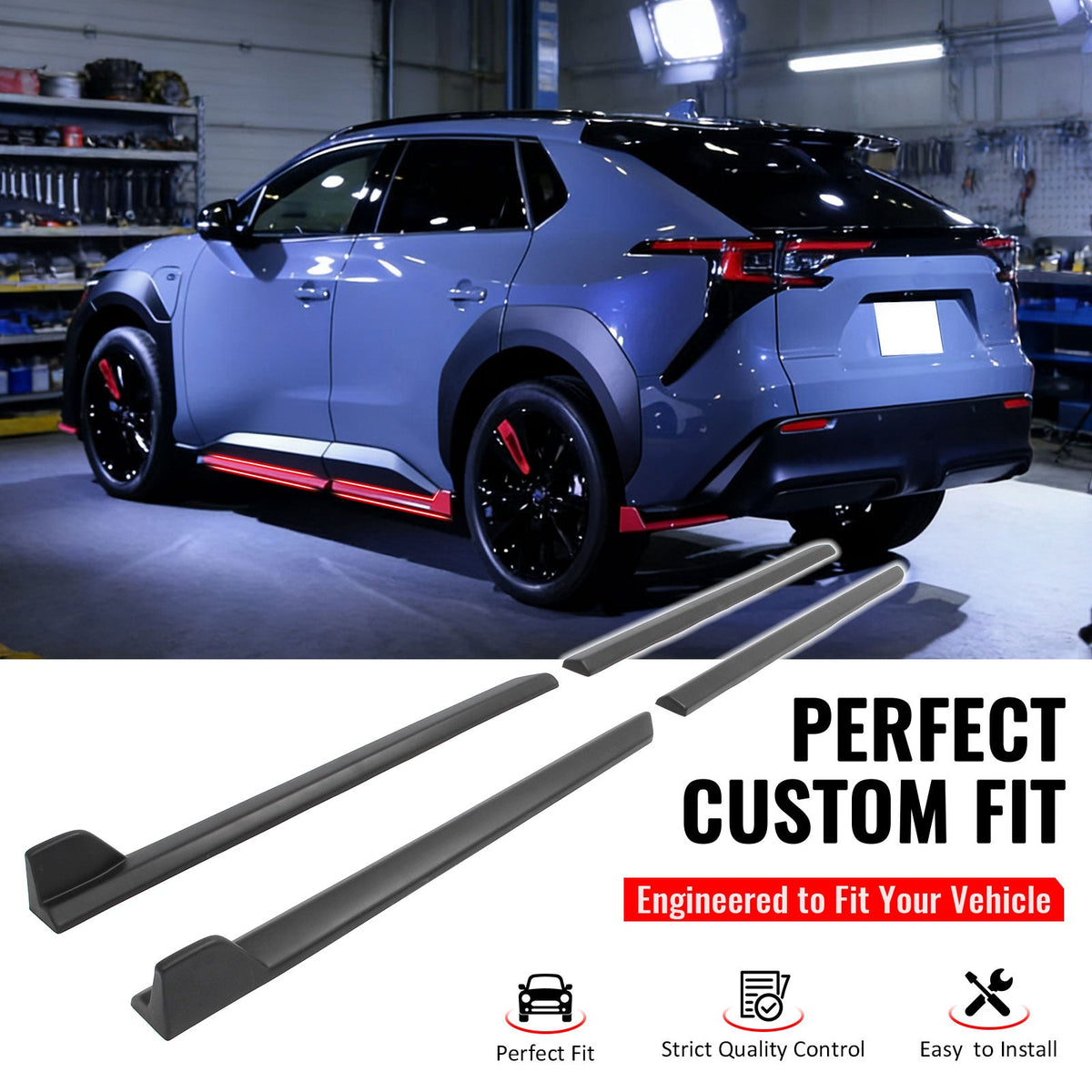 2023-2026 Subaru Solterra ST Style Matte Black Side Skirts Extension ABS