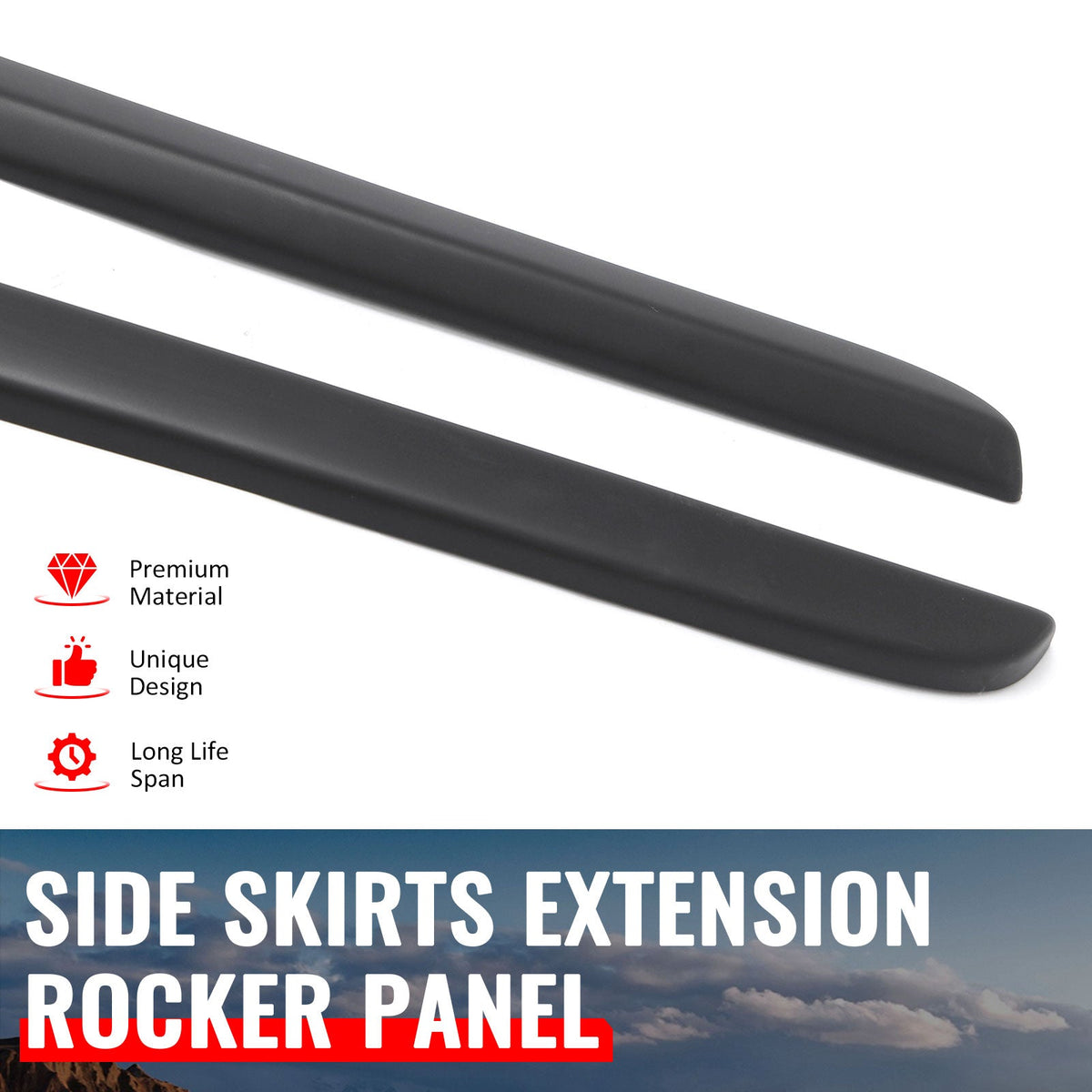 2023-2026 Subaru Solterra ST Style Matte Black Side Skirts Extension ABS