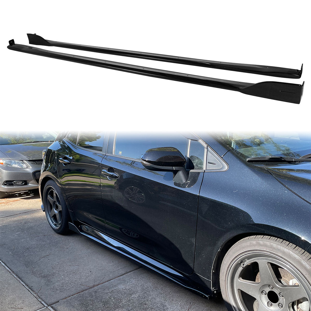 2019-2025 Toyota Corolla T Style Gloss Black Side Skirts Rocker Pannel