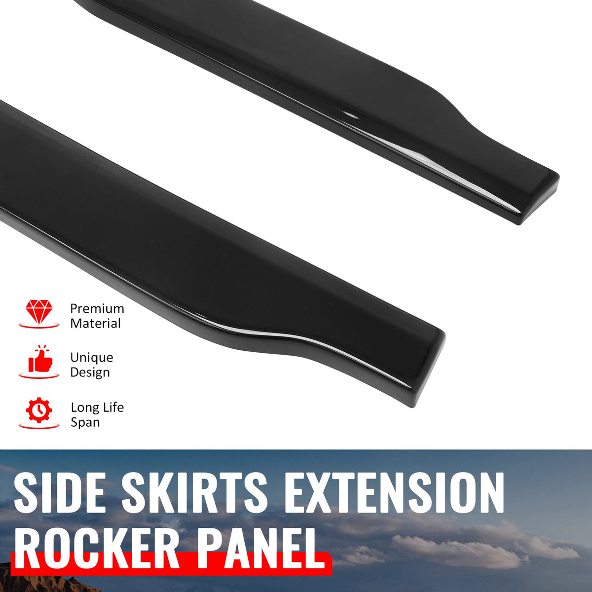 2023-2026 Toyota Prius & Prius Prime AR Style Gloss Black Side Skirts Extension ABS