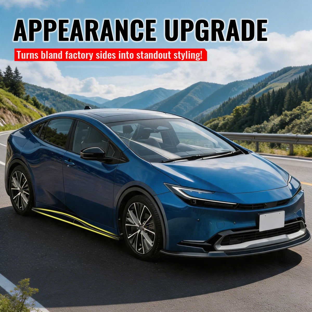 2023-2026 Toyota Prius & Prius Prime AR Style Gloss Black Side Skirts Extension ABS