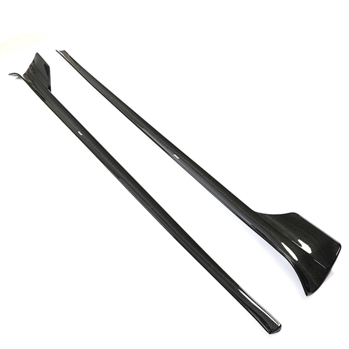 2021-2025 Tesla Model S Gloss Black Revozport Side Skirts Carbon Fiber