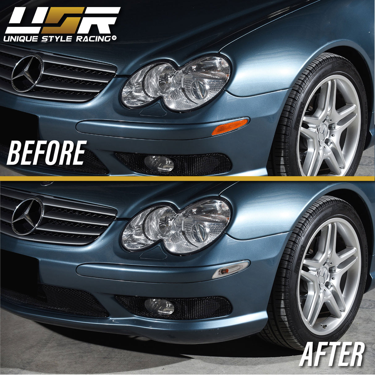 2003-2006 Mercedes R230 SL-Class Crystal Smoke Front Bumper Light