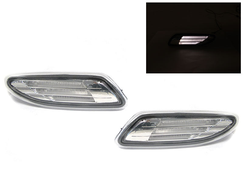 2001-2007 Mercedes W203 C-Class Light Bar White LED Clear Side Markers