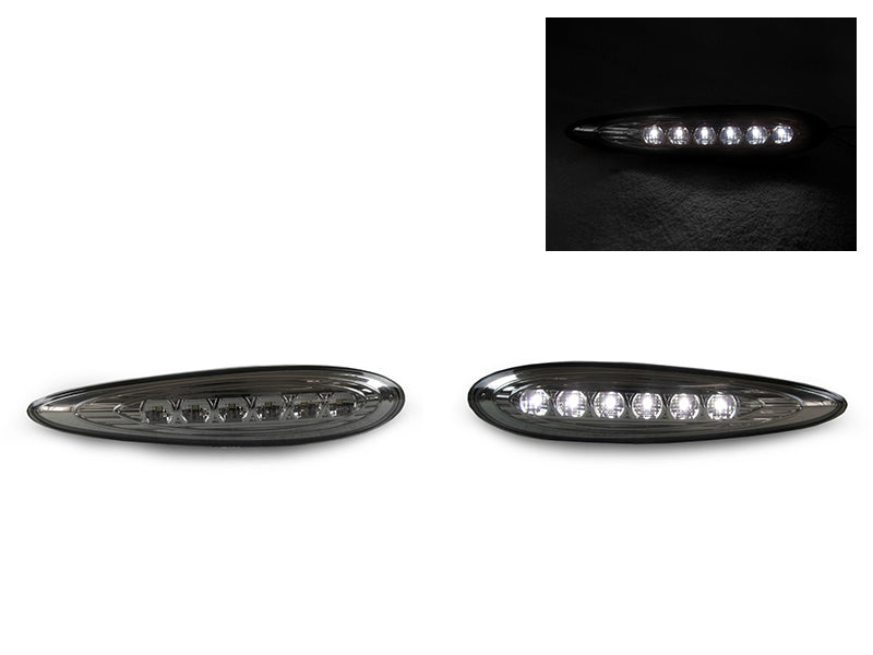 2000-2003 Nissan Maxima Smoke Front White LED Bumper Side Marker