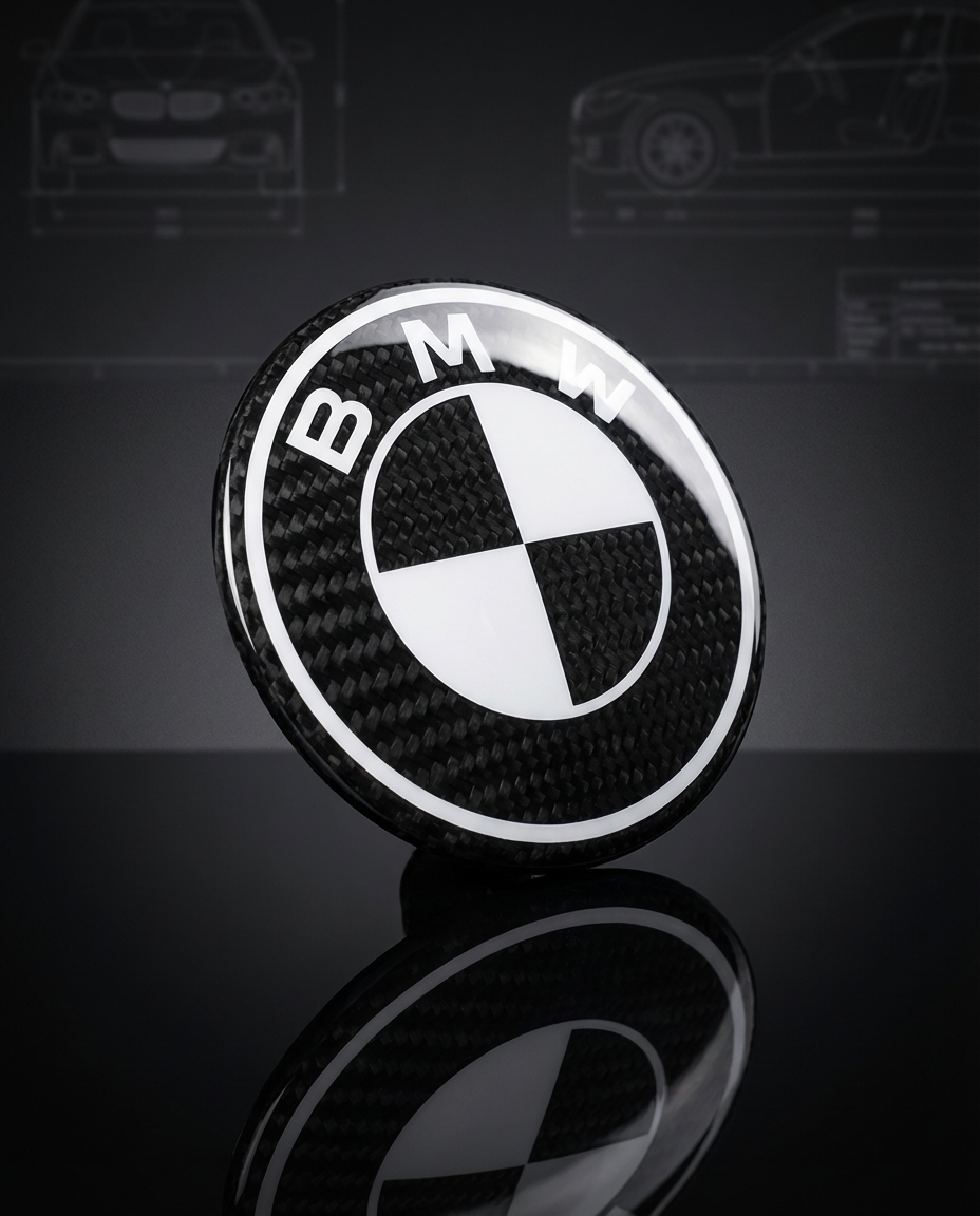 BMW Roundel Emblem Covers - Full Carbon Fiber Black and White Style