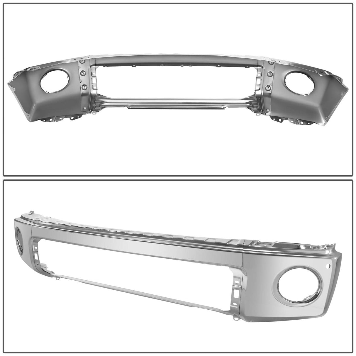 2007-2013 Toyota Tundra Front Bumper Cover w/ Sensor Holes - Steel Chrome