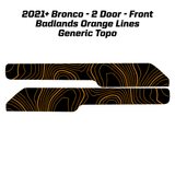 Topo Front Interior Upper Door Card Insert Overlays (Printed Series) - 2021+ Bronco 2 Door