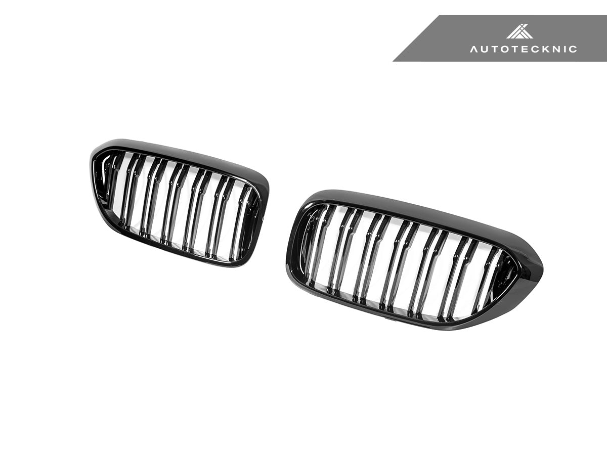 AutoTecknic Dual-Slats Gloss Black Front Grille Set - BMW G30 5-Series Pre-LCI