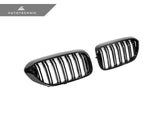 AutoTecknic Dual-Slats Gloss Black Front Grille Set - BMW G30 5-Series Pre-LCI