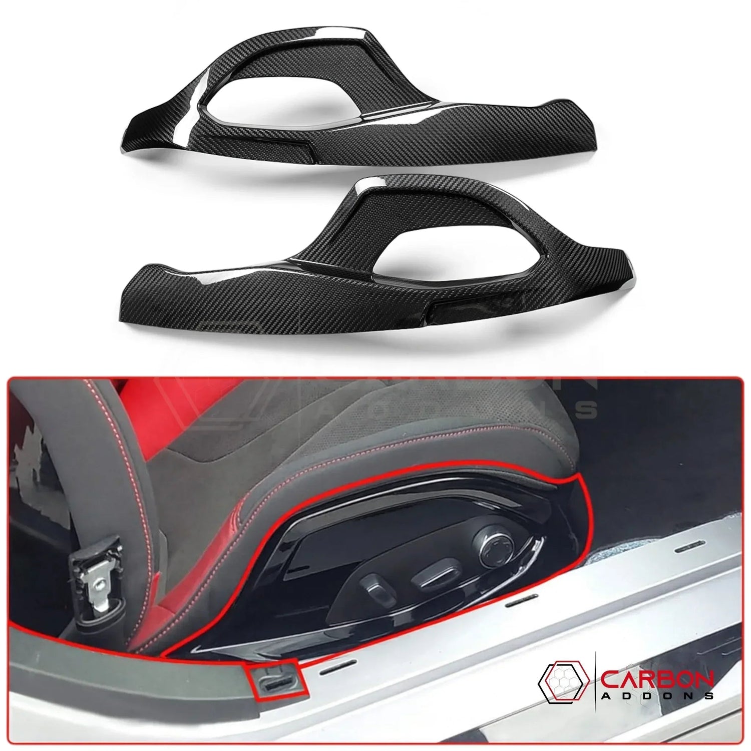 C8 Corvette GT2/GT3 Seat Carbon Fiber Adjustment Button Cover Trim Cover