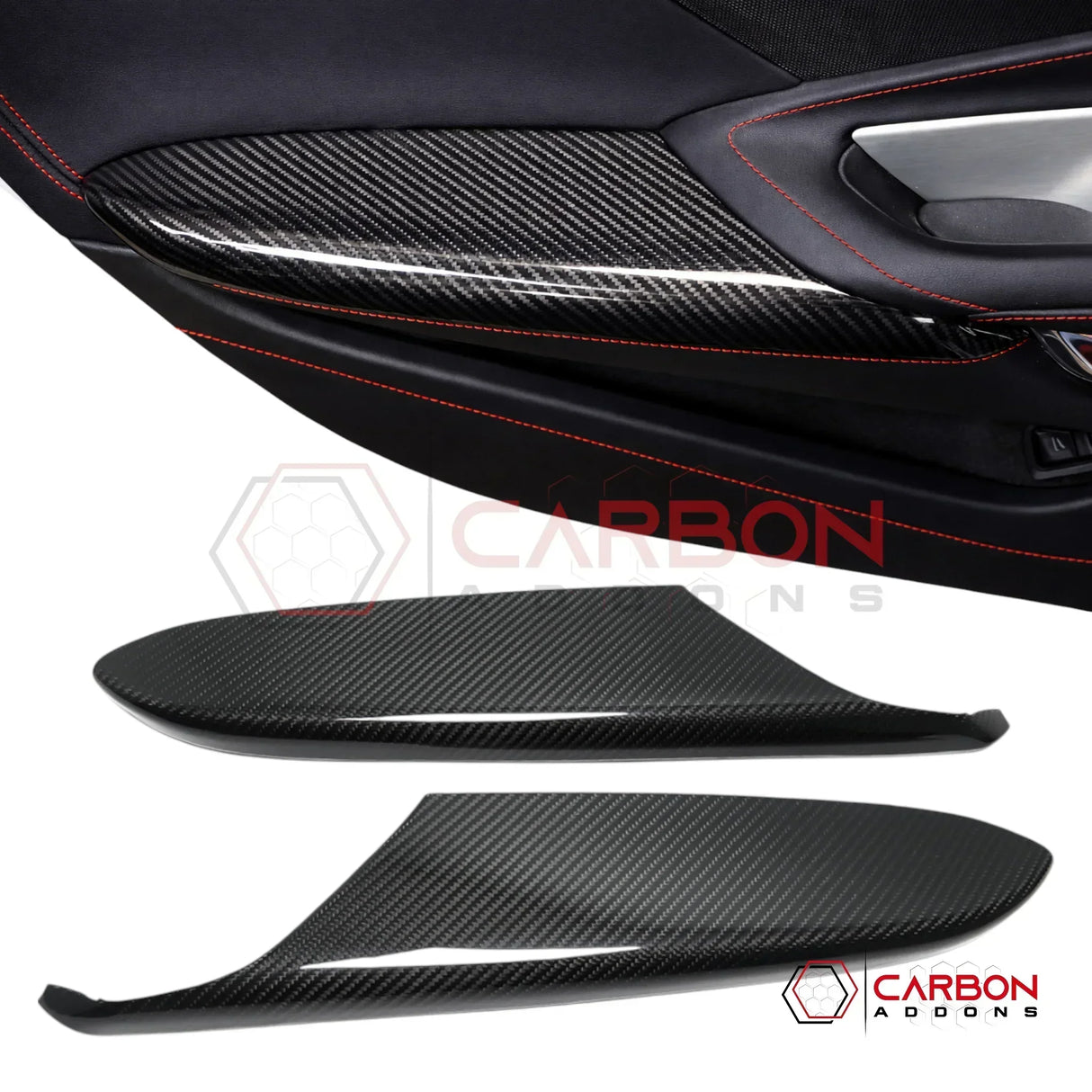 C8 Corvette Real Carbon Fiber Door Panel Armrest Covers | Interior Overlay (2020–2026)