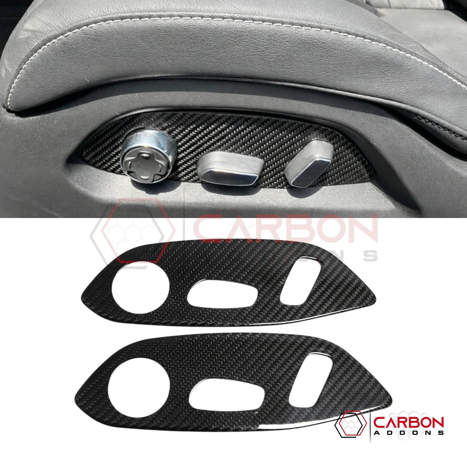C8 Corvette Real Carbon Fiber Seat Control Adjuster Trim Covers | Interior Upgrade (2020–2026)
