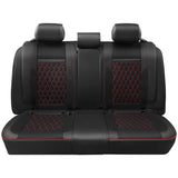 Diamond Stitch Mesh Fabric Seat Covers - Full Set 4PCS Black Red