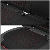 Diamond Stitch Mesh Fabric Seat Covers - Full Set 4PCS Black Red