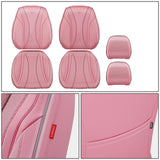 Diamond Stitch Mesh Fabric Leatherette Front Row Seat Covers - Pink