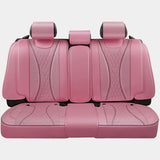 Diamond Stitch Mesh Fabric Leatherette Seat Covers Full Set - Pink