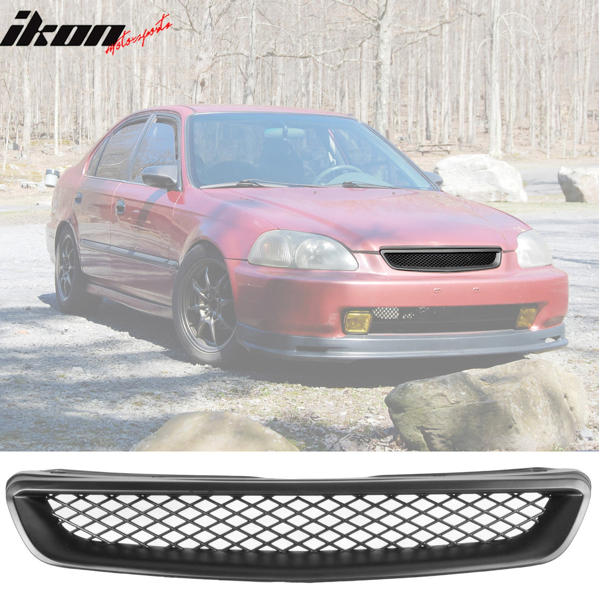 Fits Civic 96-98 Front + Rear Bumper Lip + Front + Sun Window Visor