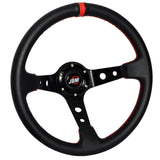 Black Red Deep Dish 6-Bolt Steering Wheel 350MM & Horn Button