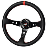 Black Red Deep Dish 6-Bolt Steering Wheel 350MM & Horn Button