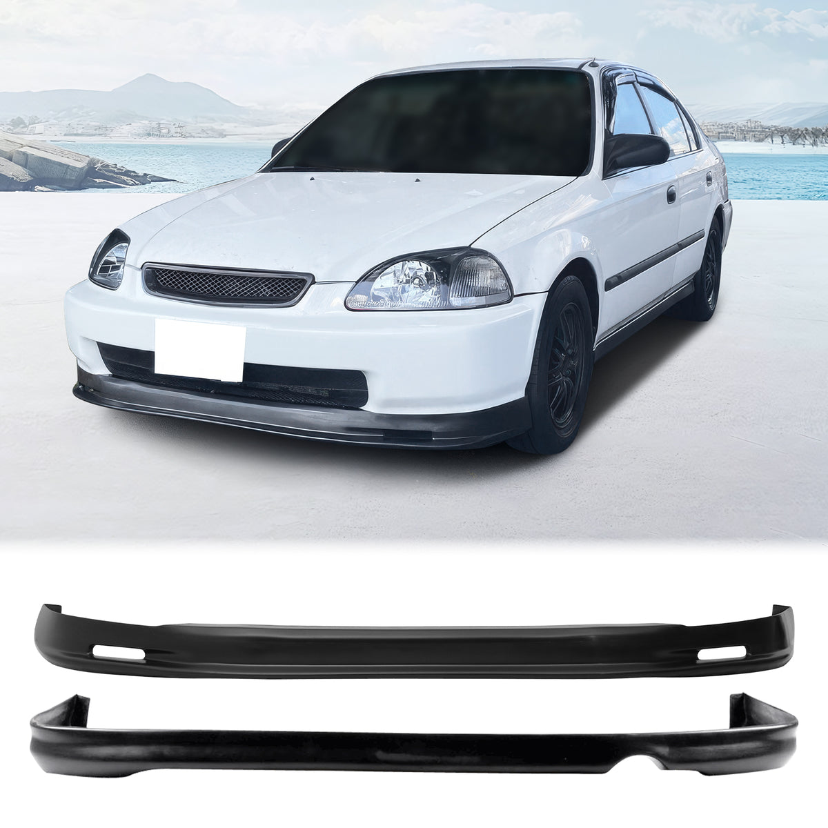 Fits 96-98 Honda Civic 2Dr/Mugen Front + Rear Bumper Lip