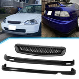 Fits 96-98 Civic 2Dr/Mugen Front Rear Bumper Lip + TR Front Grille