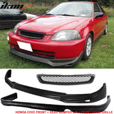 Fits 96-98 Honda Civic 2Dr/JUN Front Rear Bumper Lip + TR Front Grille