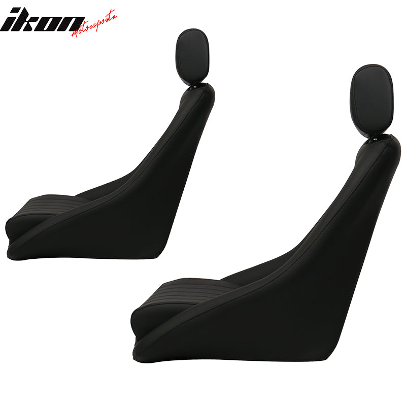 Pair Classic Bucket Single Seat With Slidersin Black Faux Leather PU