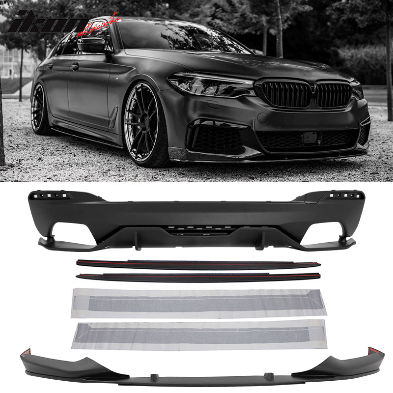 2017-2020 BMW G30 MP Style Front Lip & Side Sill & Type2 Diffuser