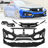 Fits 16-18 Honda Civic 10th-Gen TR Front Bumper Grille Foglight Cover
