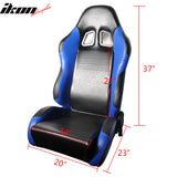 One Pair of Racing Seats Black Blue w/ Slider