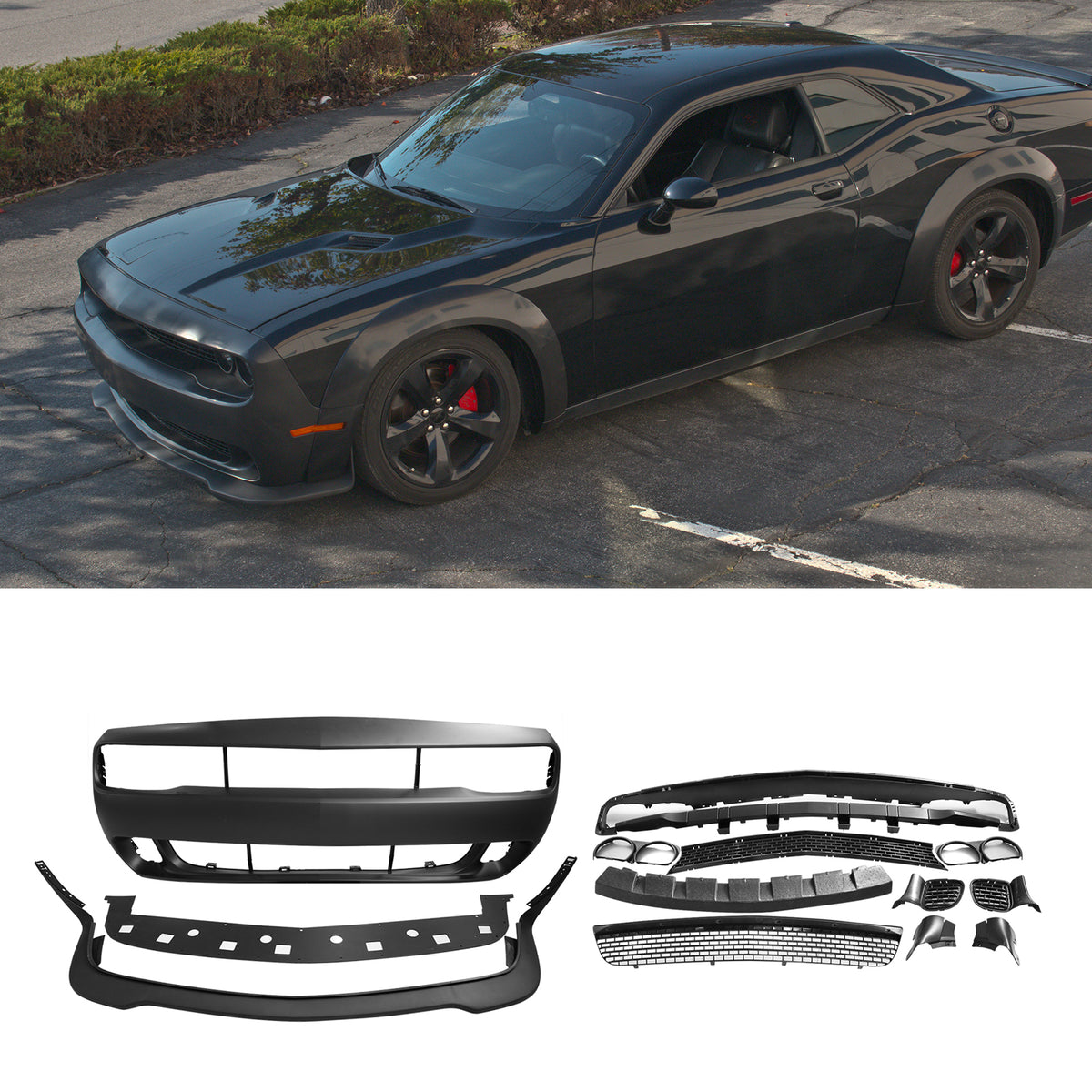 2008-2014 Dodge Challenger Front Bumper + SRT Front Lip PP