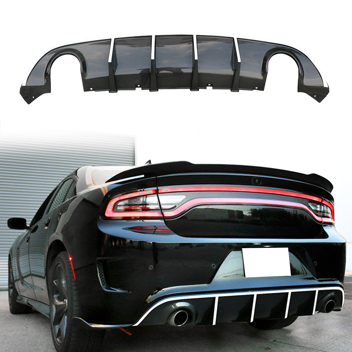 2015-2023 Dodge Charger SRT V3 Rear Diffuser with Reflective Tape PP