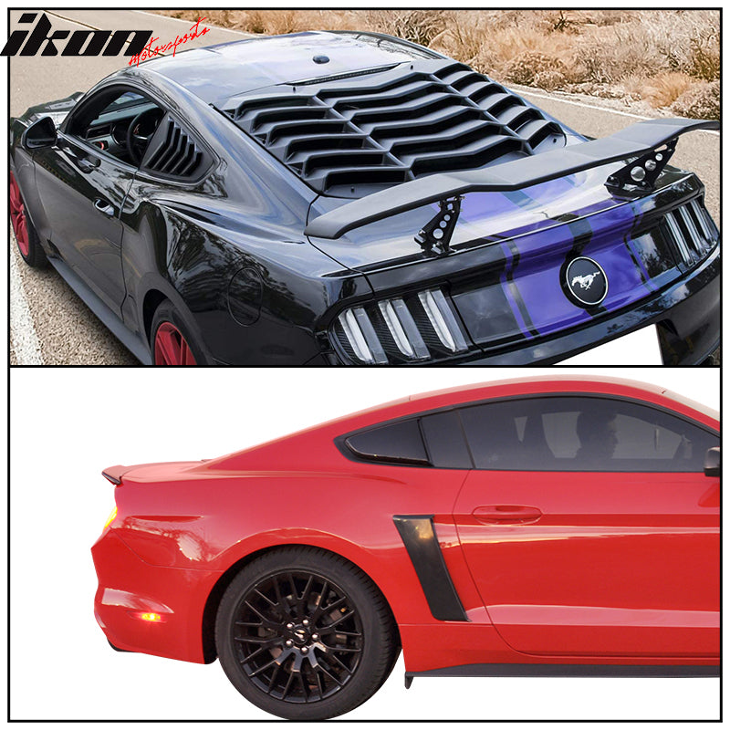 2015-2023 Ford Mustang Coupe Matte Black Rear Side Window Louver ABS