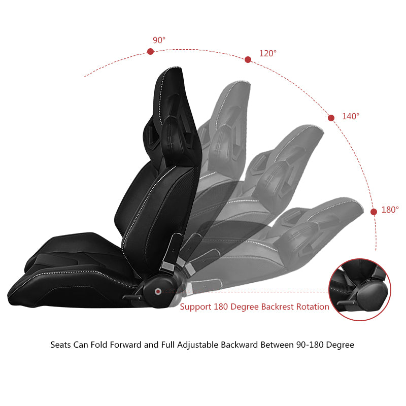 Universal Racing Seat Dual Slider PU Carbon Leather