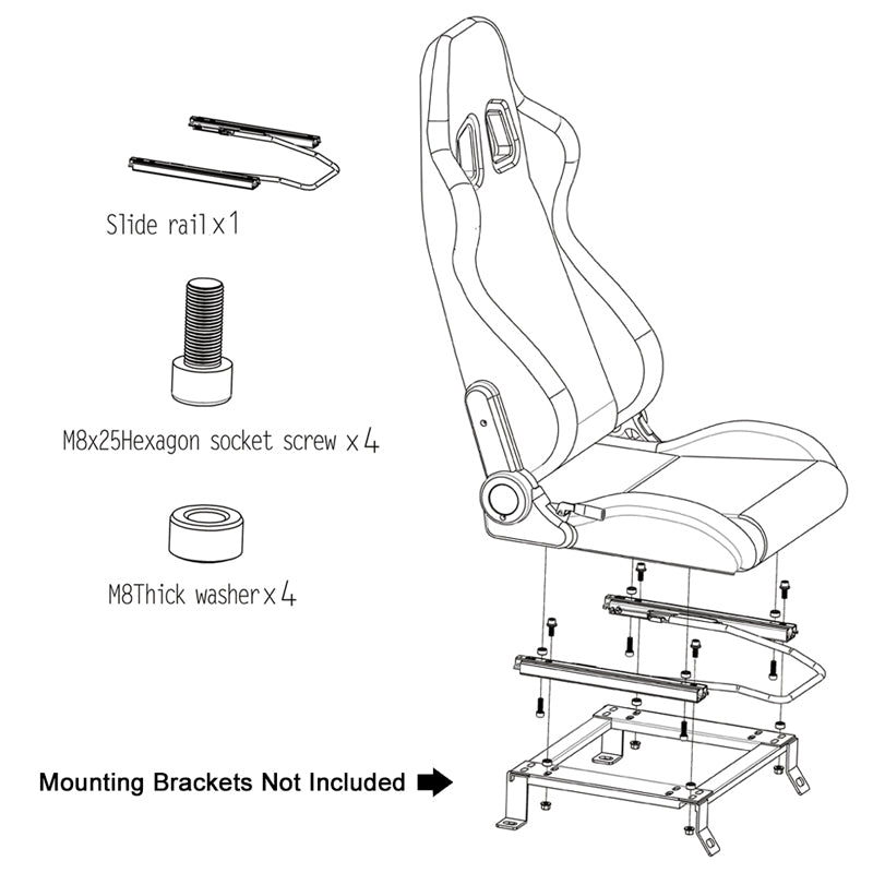 Universal Racing Seat Dual Slider PU Carbon Leather
