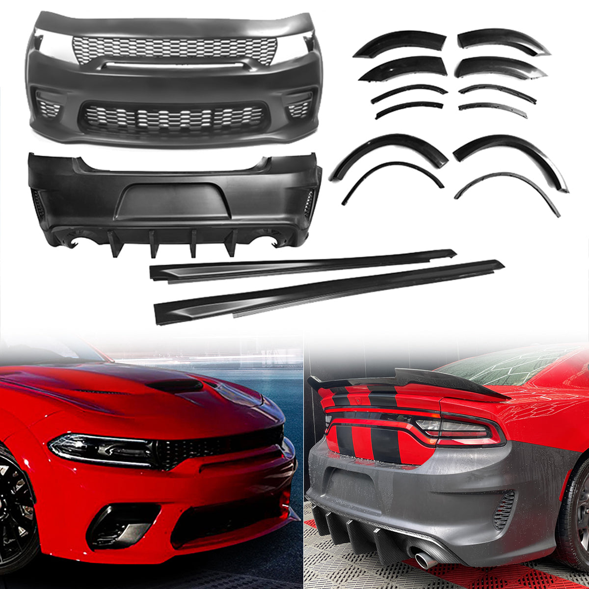 2015-2023 Dodge Charger Widebody CFL Whole Bumper Kits Diffuser PP