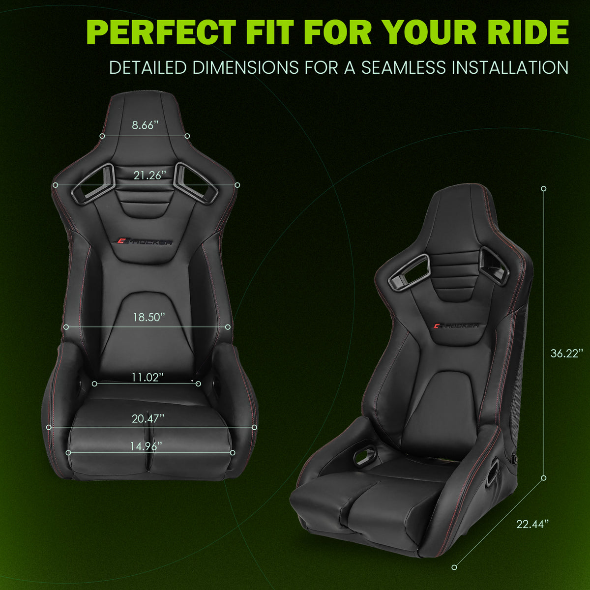 Universal Reclinable Bucket Racing Seat Dual Slider PU Carbon Leather