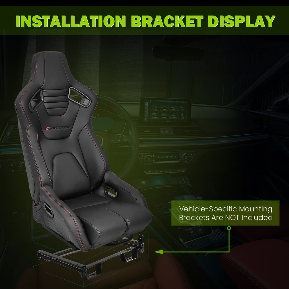 Universal Reclinable Bucket Racing Seat Dual Slider PU Carbon Leather