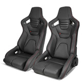 Universal Reclinable Bucket Racing Seat Dual Slider PU Carbon Leather